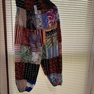 BOHO Kathmandu Multi-Color Patchwork jogger leg pants OS fits most